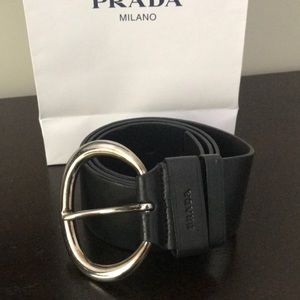 Authentic Prada black leather belt